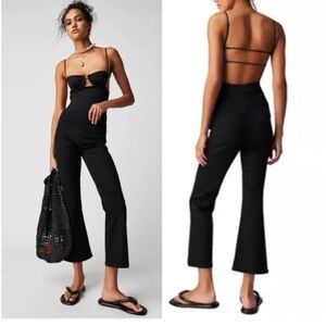 FREE PEOPLE WE THE FREE IN MY FEELINGS CROPPED SLIM FLARE JEANS black new